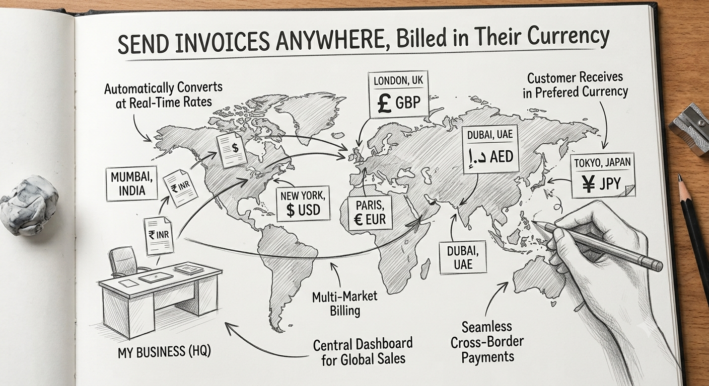 Multi-currency invoice screen